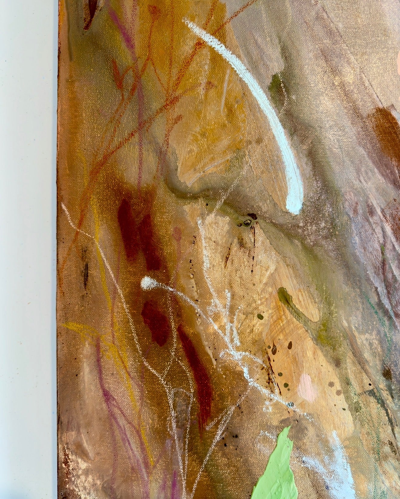 Close up of Bloom in Ember original floral abstract painting by Australian artist Anakita Escalante