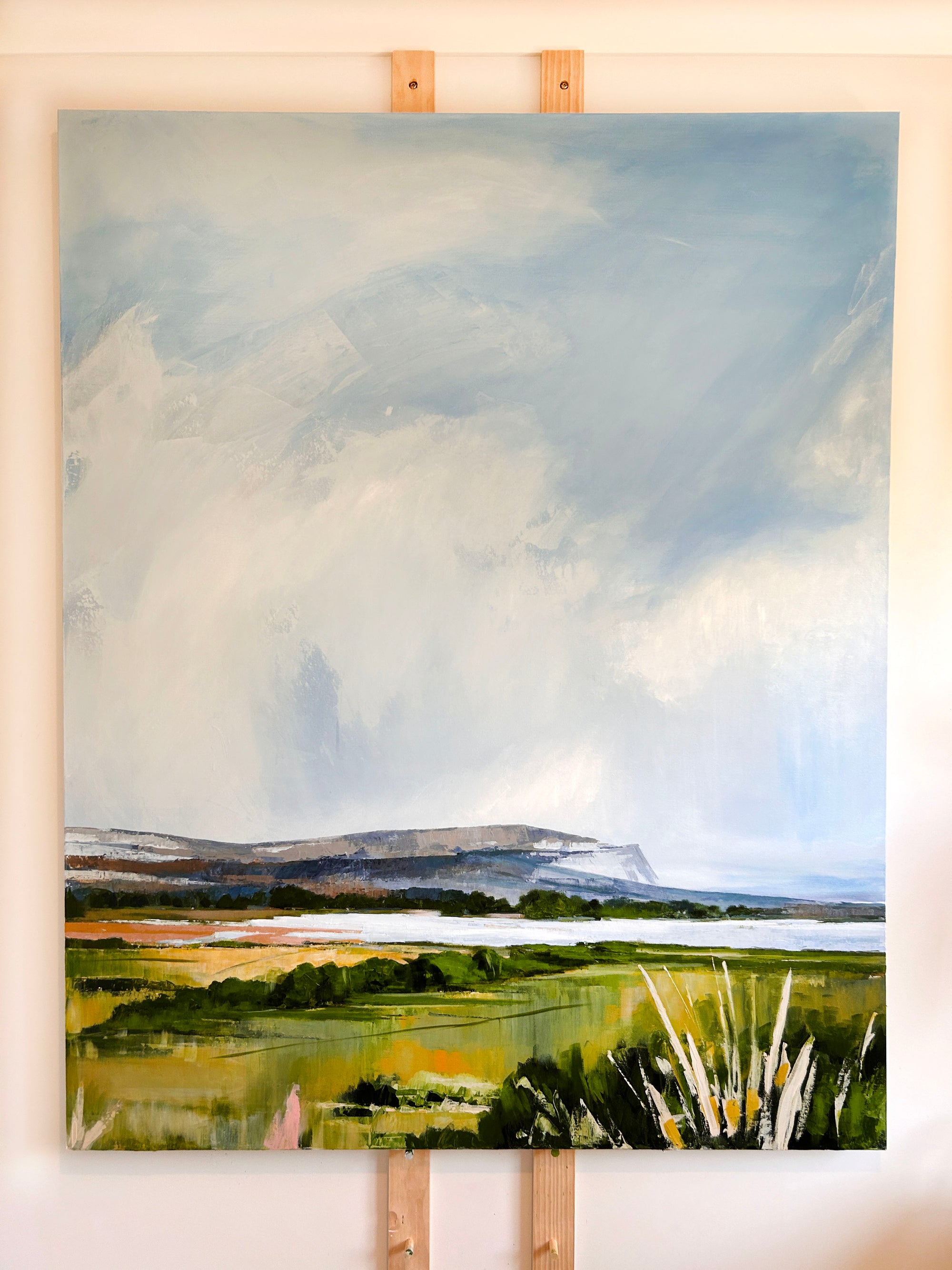 Full image of Clouds over the Cliff acrylic painting by Anakita Escalante