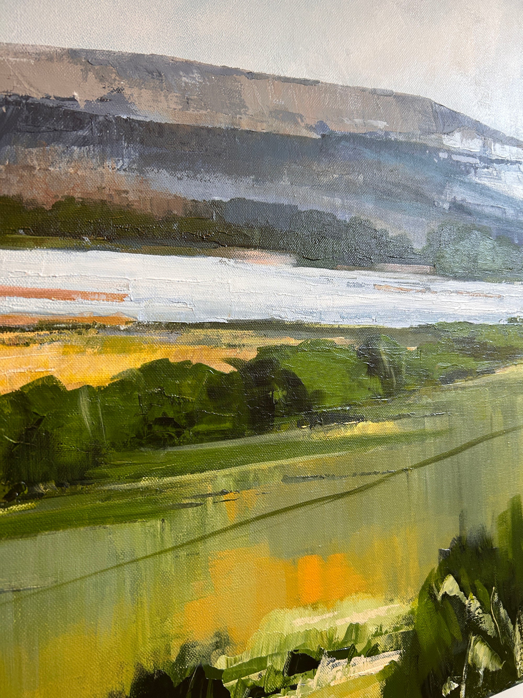 Close up image of painting Clouds Over the Cliff by Anakita Escalante