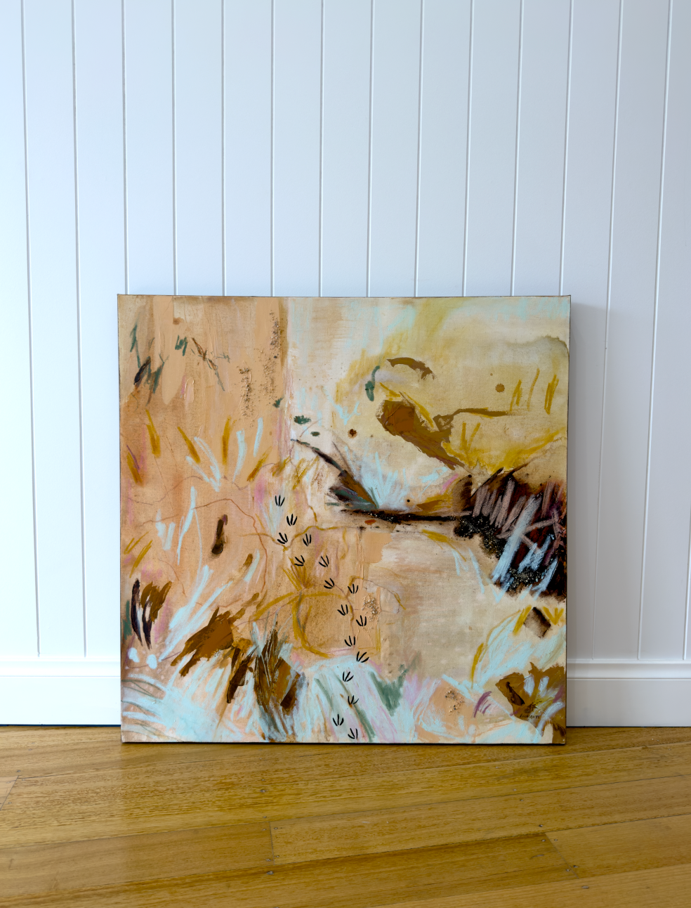 Sunburnt Ground Feathered Trace original Australian landscape painting by Anakita Escalante